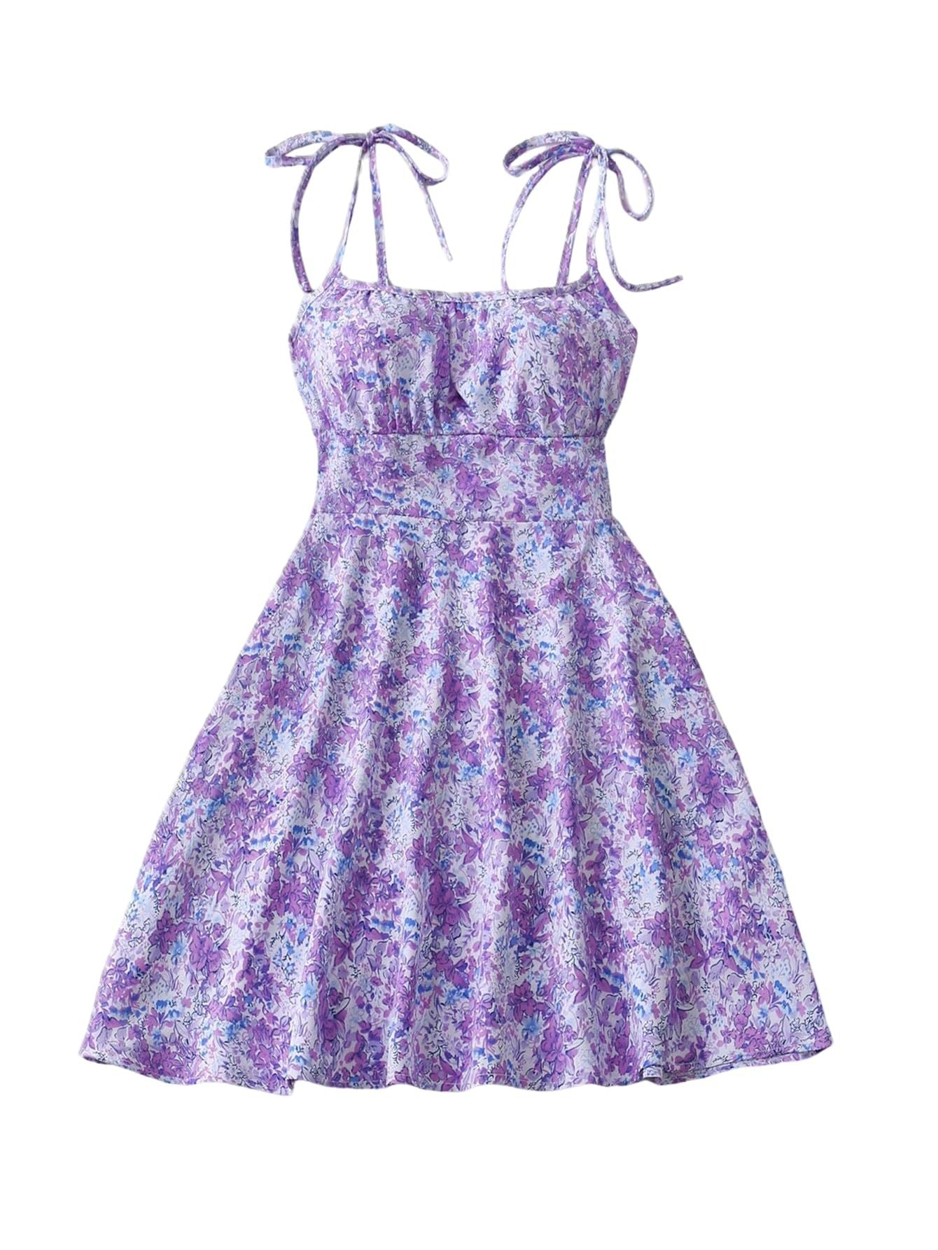 Gocrisandy floral print summer A-line dress with waist trimming, casual slim fit, perfect for warm weather and relaxed occasions.