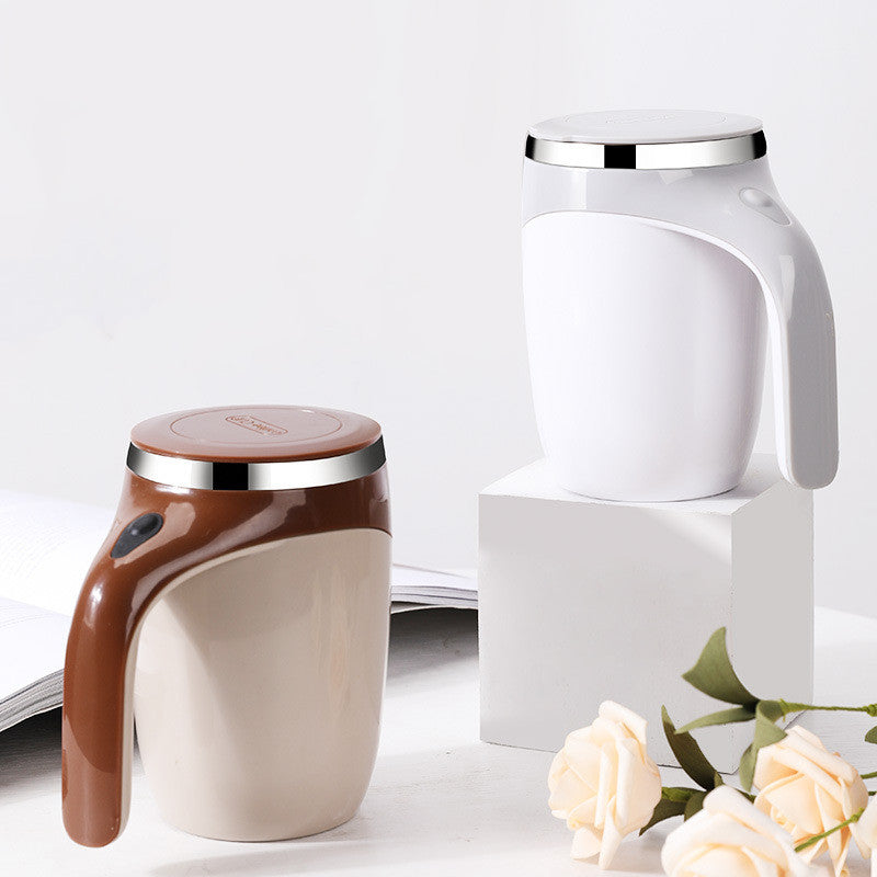 Gocrisandy rechargeable automatic stirring coffee cup with magnetic rotating mechanism and sleek design for lazy milkshake mixing.