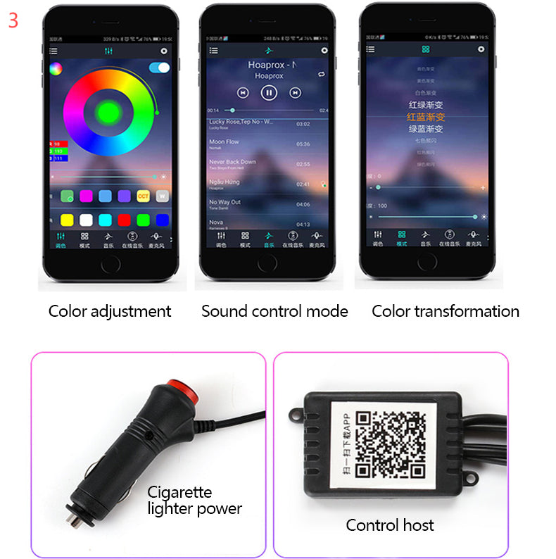 Car Fiber Optic Ambient Light Modified Car Interior Cool Light APP Rhythm Light - GoCrisandy