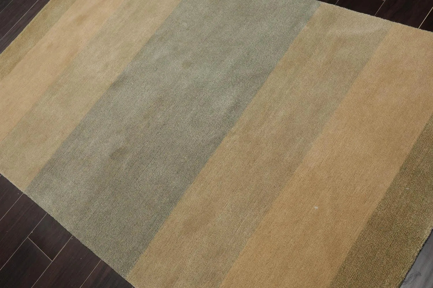 3'10''x6' Hand Knotted Tibetan Wool and Silk Tibetan Modern & Contemporary  Oriental Area Rug Aqua,Beige Color