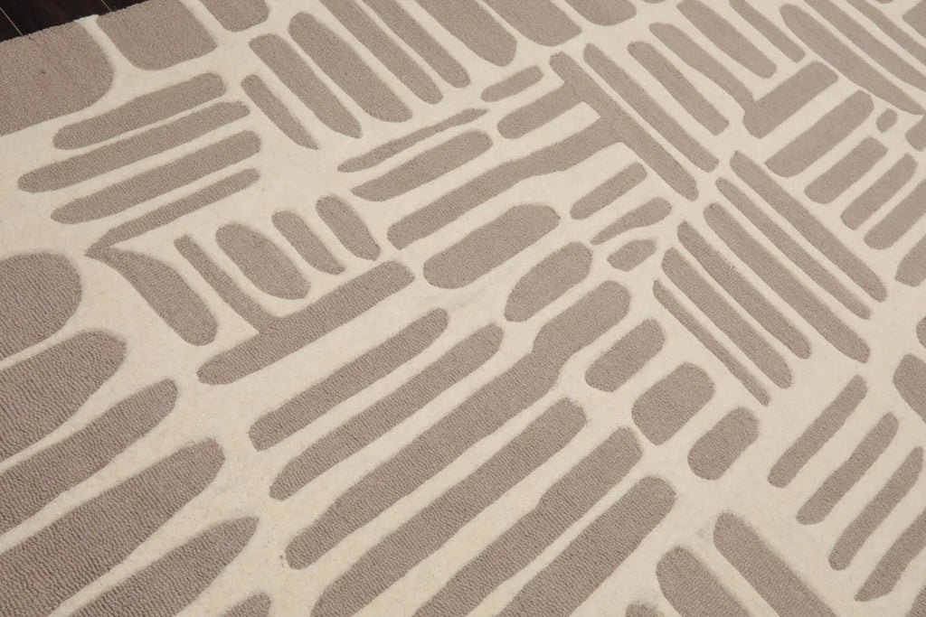 5' x8'' Hand Tufted Hand Made 100% Wool Designer Modern & Contemporary  Oriental Area Rug Taupe,Ivory Color