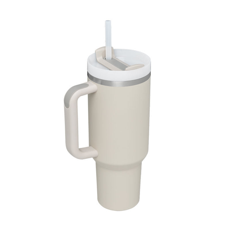 Gocrisandy 40 oz insulated stainless steel tumbler with handle, straw, spill-proof lid, tapered design, suitable for travel and gifts