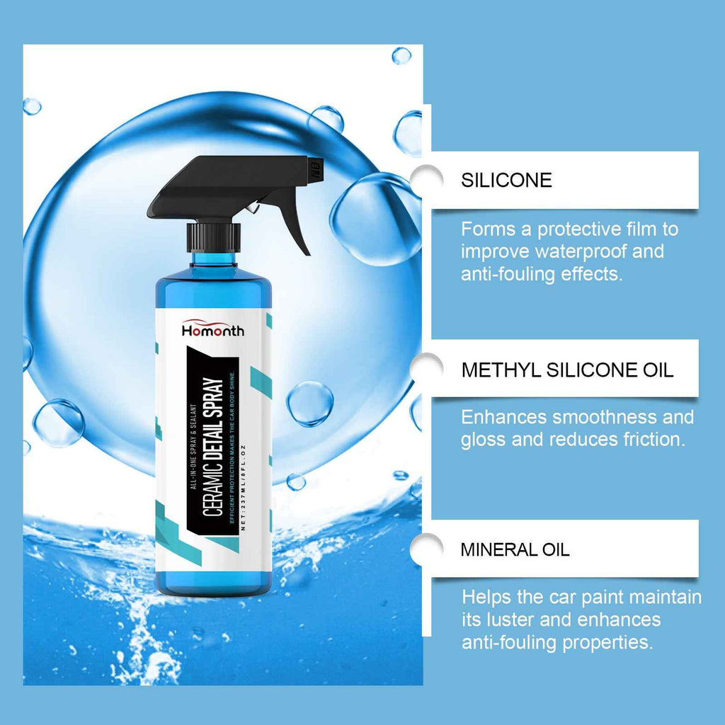 Homonth Car Ceramic Detail Spray - Car Paint Maintenance, Stain Removal, Waterproof, Transparent Coating Protection Spray