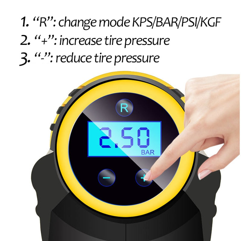Automatic Portable Handheld Digital LED Smart Car Air Compressor - GoCrisandy
