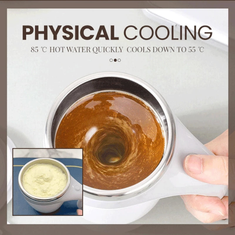 Rechargeable gocrisandy automatic stirring coffee cup with magnetic rotating mechanism and sleek design for lazy milkshake mixing.