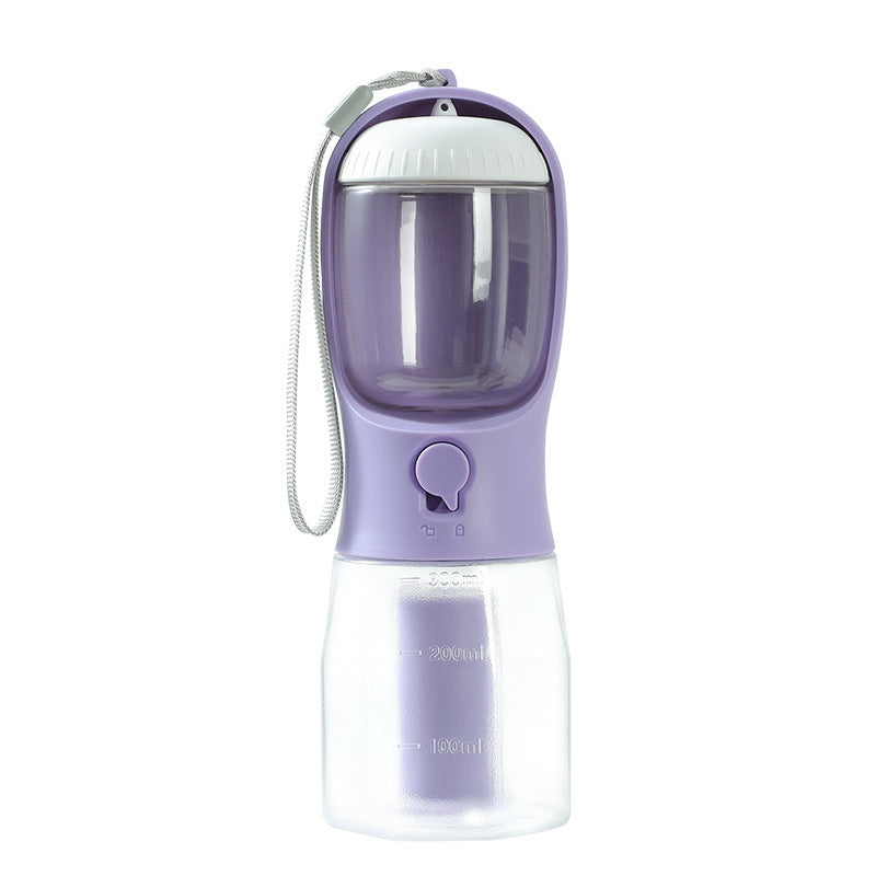 Gocrisandy dog water cup with built-in food and garbage bag, portable multi-functional pet drinking cup for dogs.