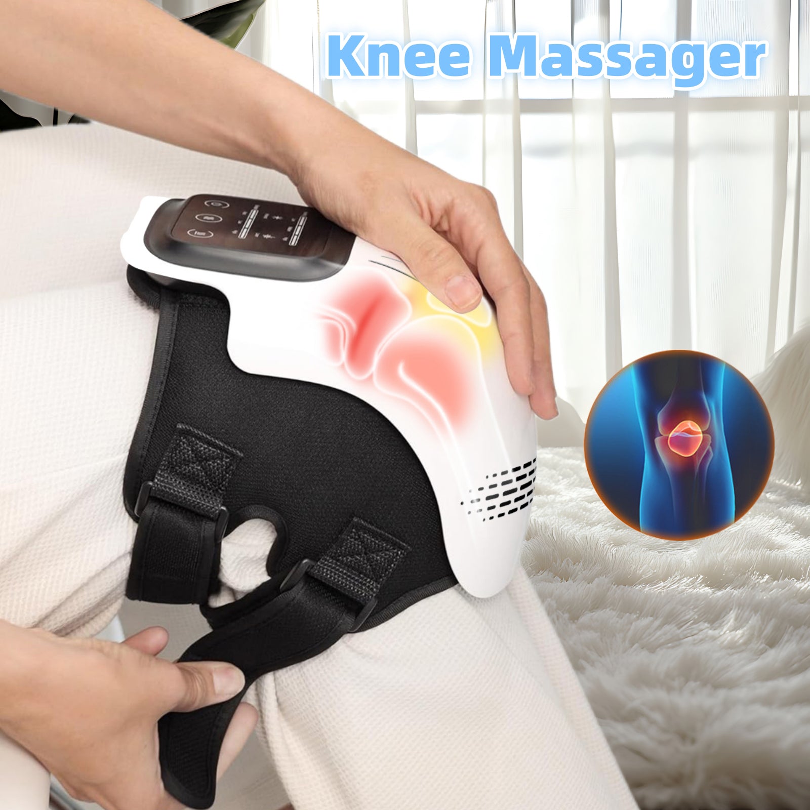 Gocrisandy electric knee massager with infrared laser, vibration, heating, and rechargeable design for pain relief at home