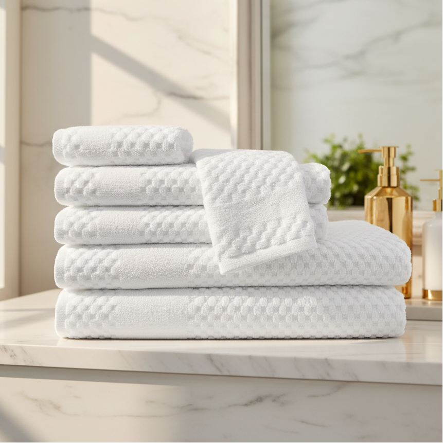 GTY Collection Zero Twist Premium Towels All over Checker Design