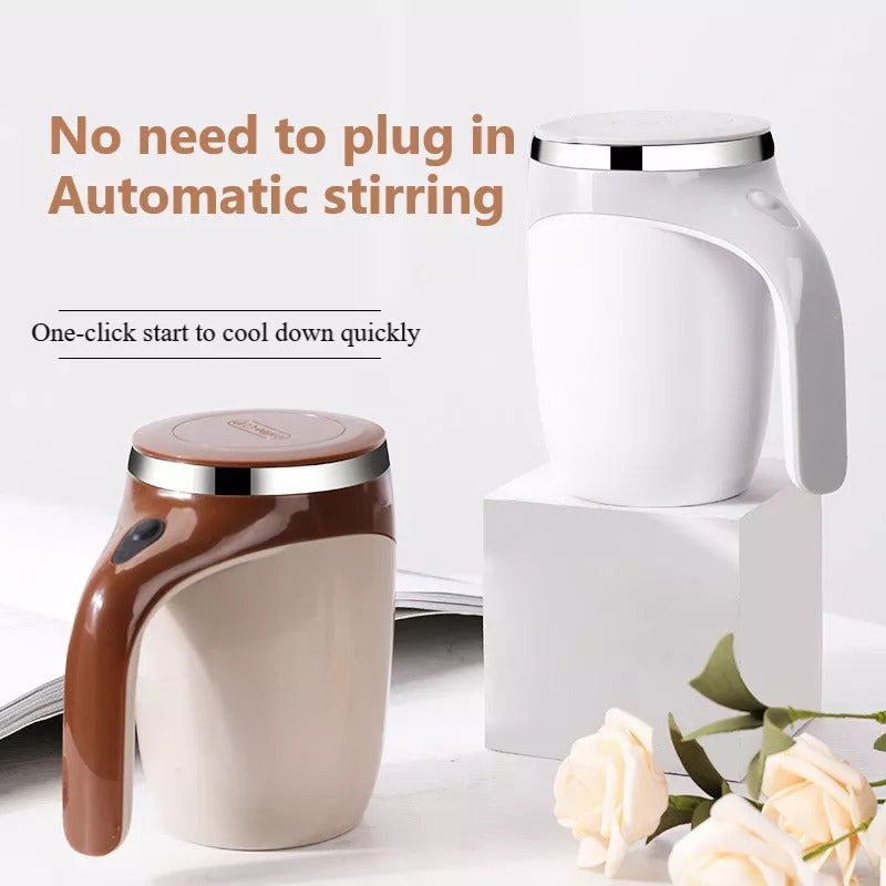 Rechargeable Gocrisandy automatic stirring coffee cup with magnetic stirring mechanism and sleek high-value electric design.