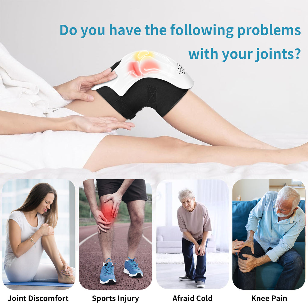 Gocrisandy electric knee massager with infrared heat, vibration, and rechargeable design for pain relief and comfort.